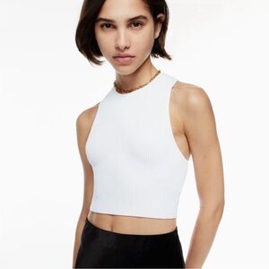 Aritzia White Sculpt knit crop Top